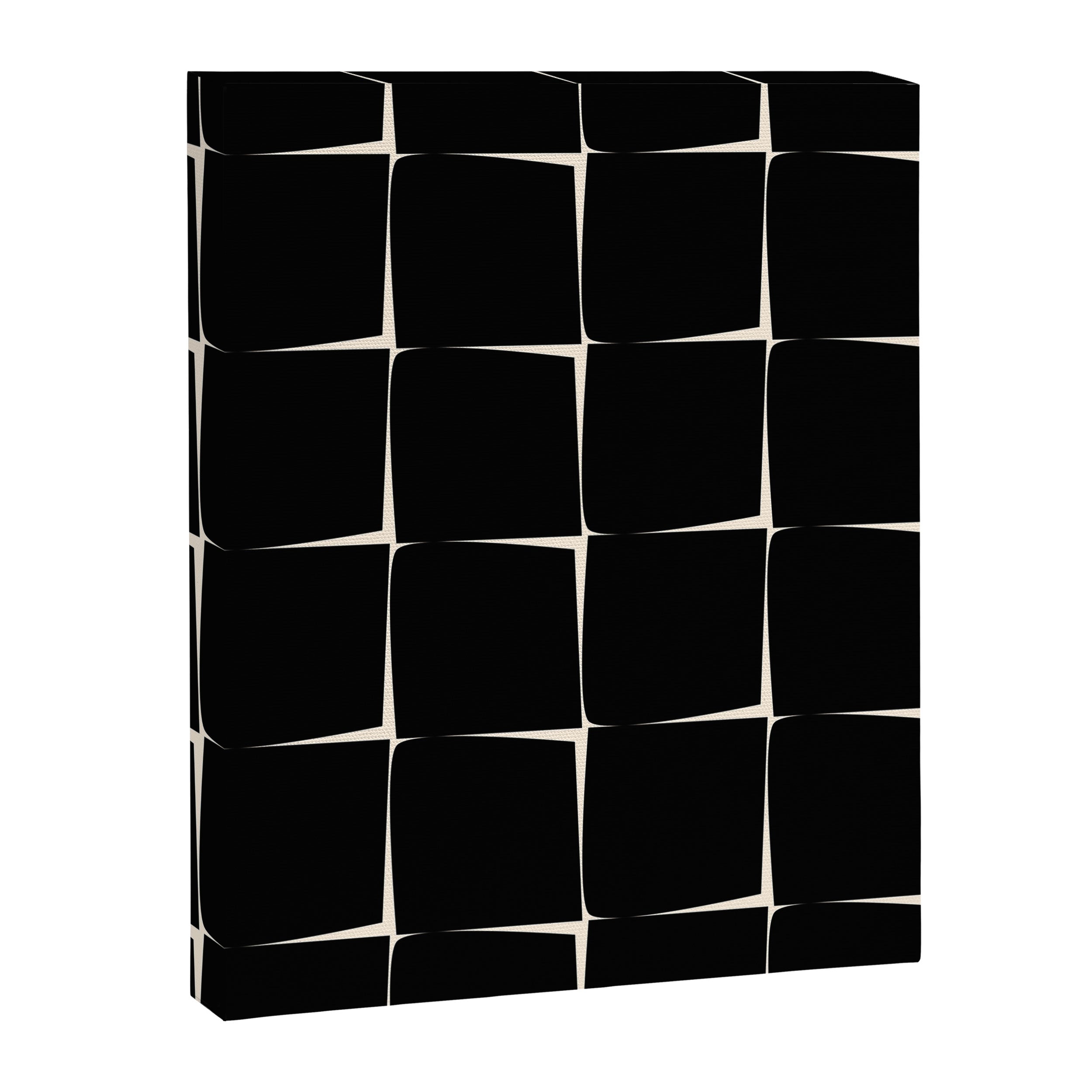 Midcentury Flux Minimalist Pattern in Black and Almond Cream Canvas Print Gallery Image 8