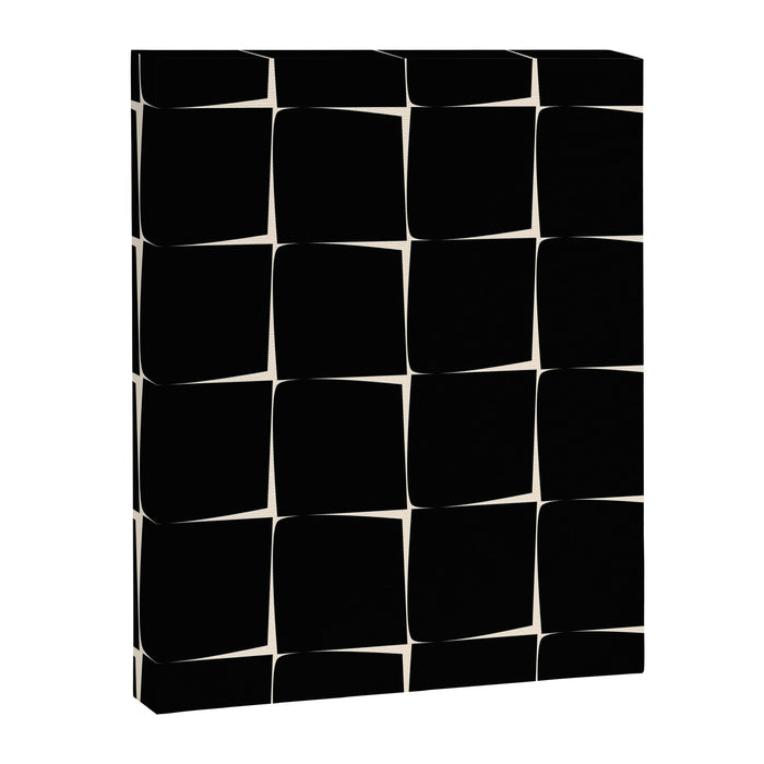 Midcentury Flux Minimalist Pattern in Black and Almond Cream Canvas Print Gallery Image 1