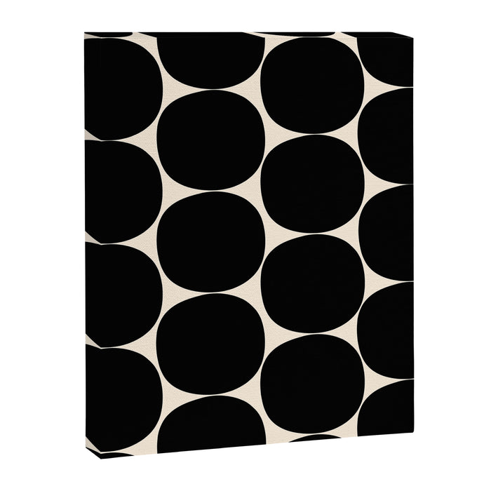 Mid-Century Mod Minimalist Dot Pattern in Black and Almond Cream Canvas Print Gallery Image 1