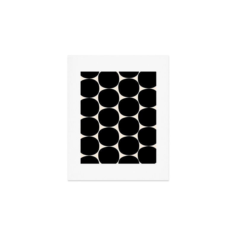 Mid-Century Mod Minimalist Dot Pattern in Black and Almond Cream Art Print Gallery Image 1