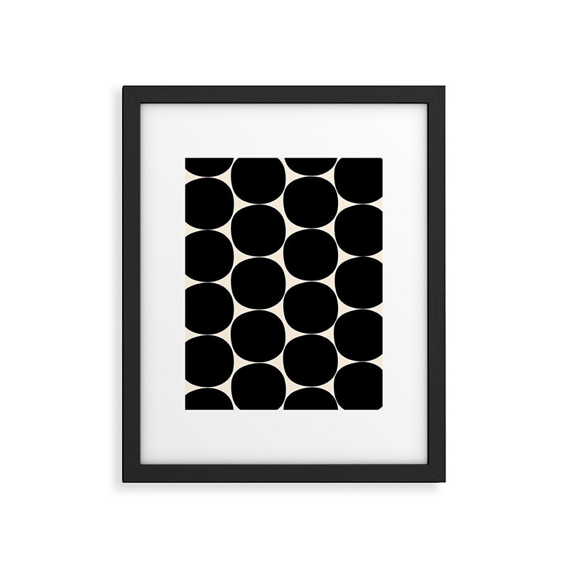 Mid-Century Mod Minimalist Dot Pattern in Black and Almond Cream Framed Art Print Gallery Image 4