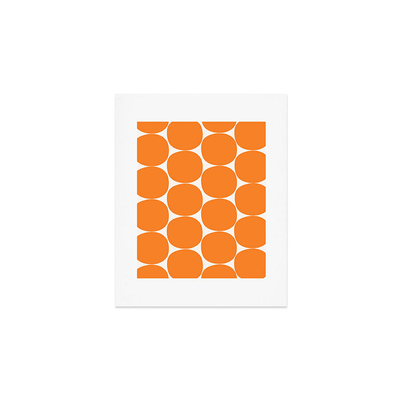 Mid-Century Mod Minimalist Dot Pattern in Orange Art Print Gallery Image 1
