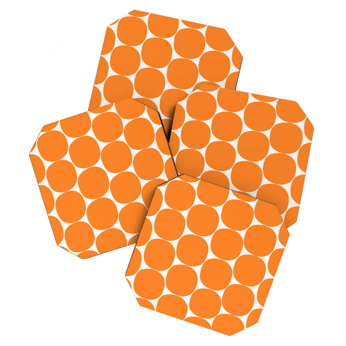 Mid-Century Mod Minimalist Dot Pattern in Orange Coaster Gallery Image 1
