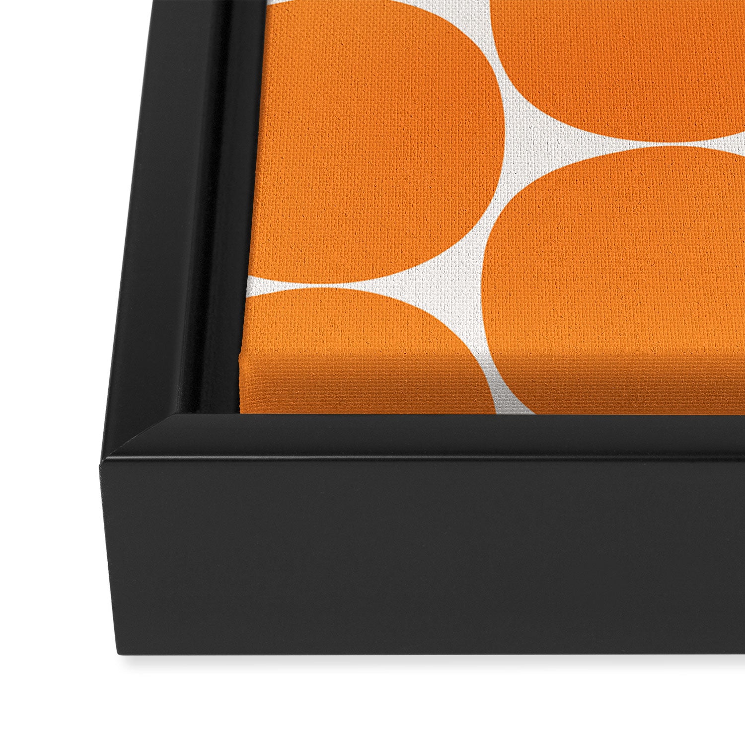 Mid-Century Mod Minimalist Dot Pattern in Orange Framed Canvas Print Gallery Image 3