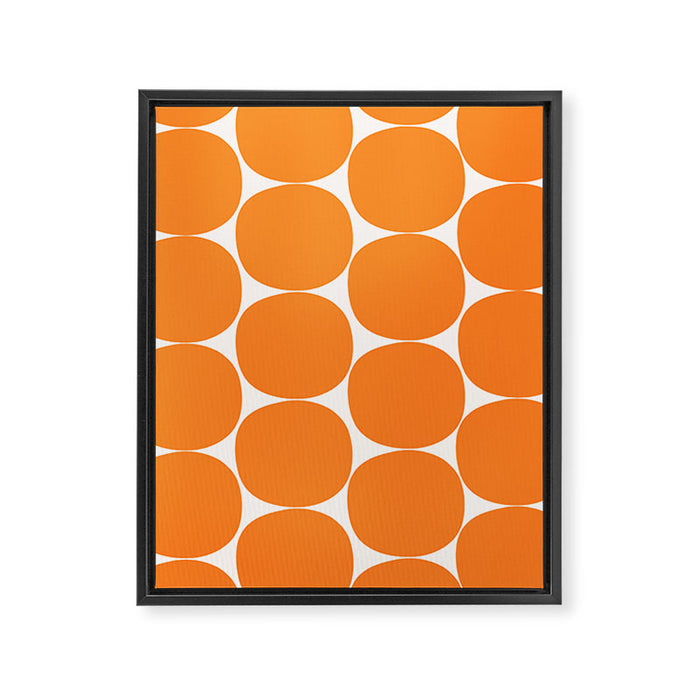 Mid-Century Mod Minimalist Dot Pattern in Orange Framed Canvas Print Gallery Image 1