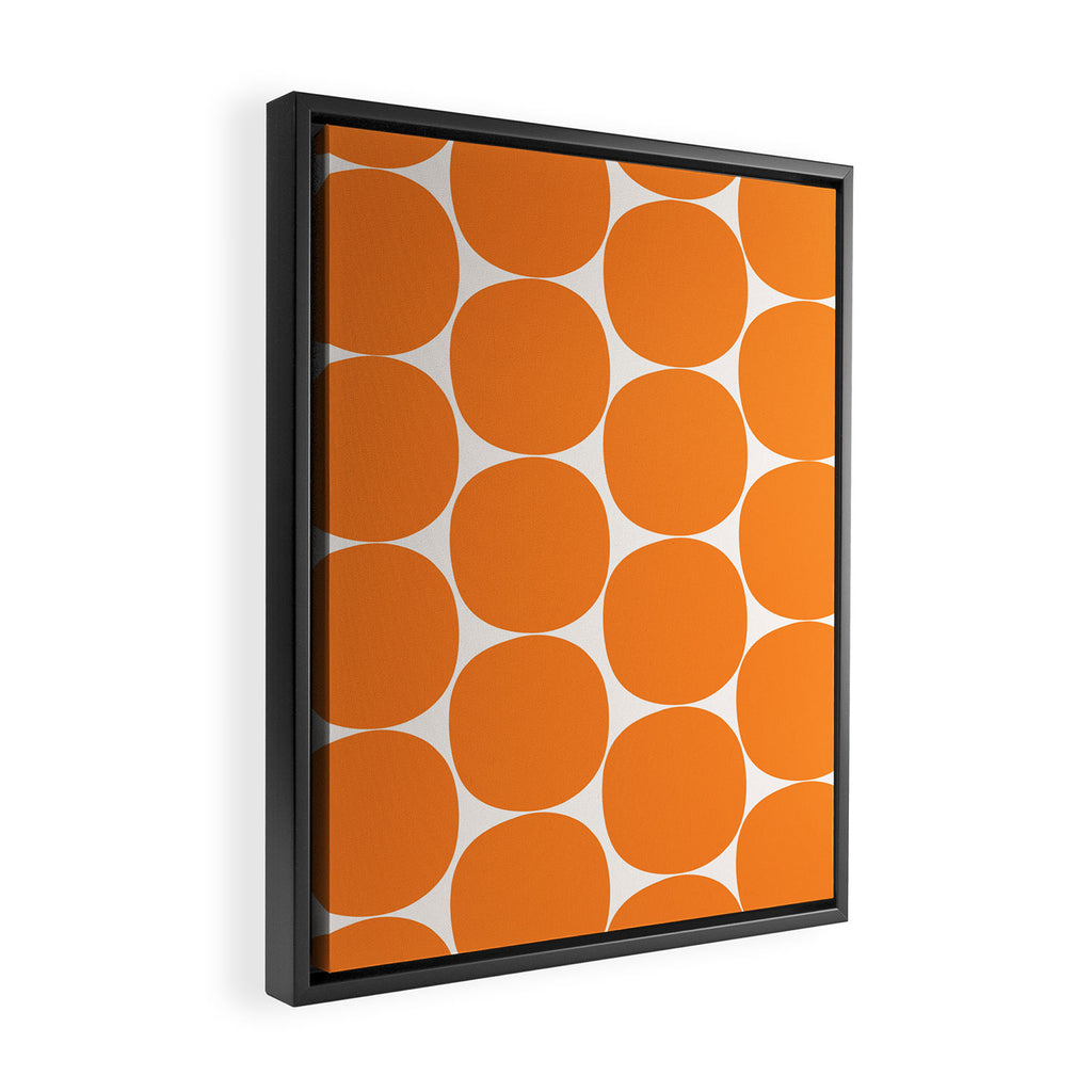 Mid-Century Mod Minimalist Dot Pattern in Orange Framed Canvas Print Gallery Image 2