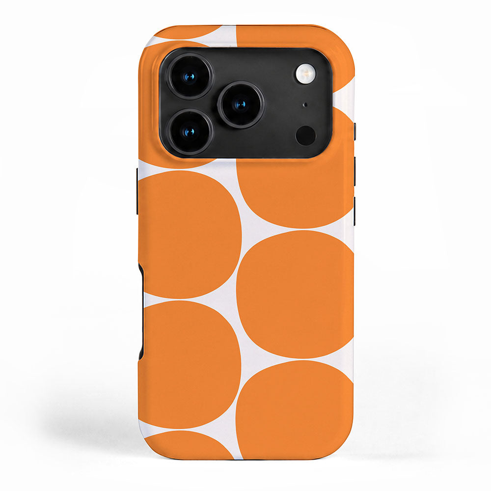 Mid-Century Mod Minimalist Dot Pattern in Orange iPhone Case Gallery Image 1
