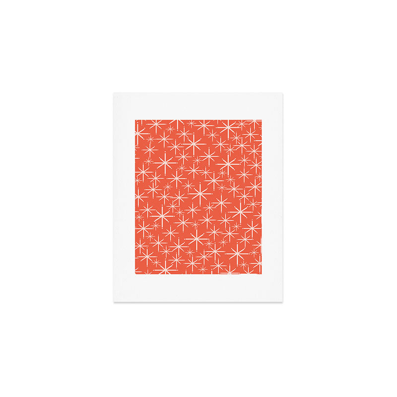 Midcentury Mod Retro Starbursts in Blush and Coral Orange  Art Print Gallery Image 1