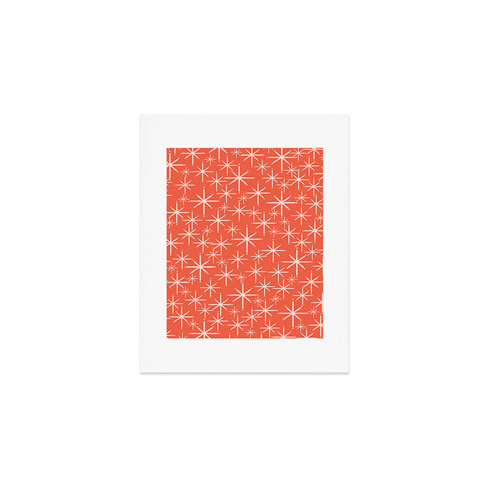 Midcentury Mod Retro Starbursts in Blush and Coral Orange  Art Print Gallery Image 1