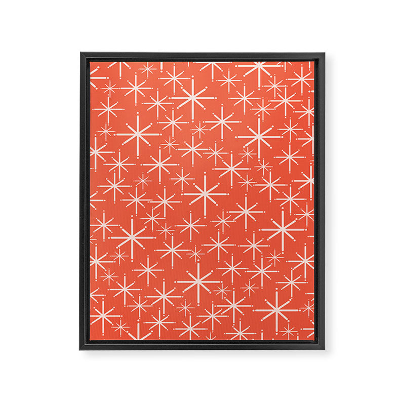 Midcentury Mod Retro Starbursts in Blush and Coral Orange  Framed Canvas Print Gallery Image 8