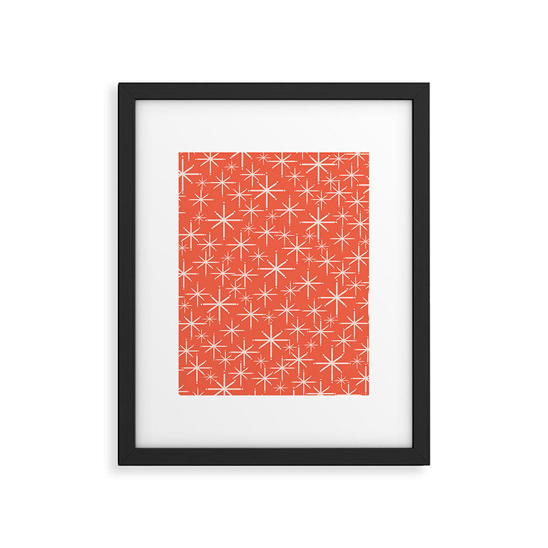Midcentury Mod Retro Starbursts in Blush and Coral Orange  Framed Art Print Gallery Image 6