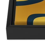 Midcentury Modern Abstract 2 in Mustard, Navy Blue, and Gray Framed Canvas Print Gallery Image 3