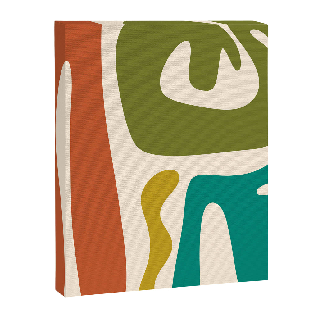 Midcentury Modern Abstract Kwaito Pattern in Mid Century Colors on Cream Canvas Print Gallery Image 8