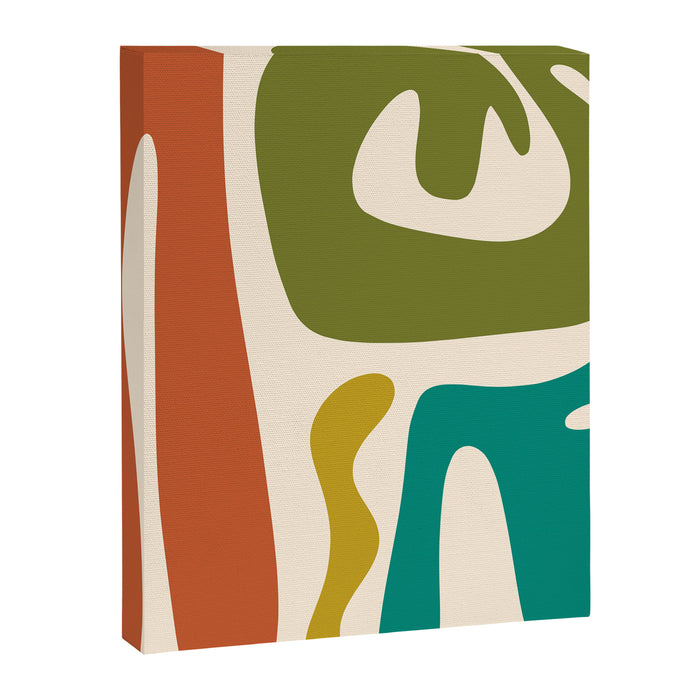 Midcentury Modern Abstract Kwaito Pattern in Mid Century Colors on Cream Canvas Print Gallery Image 1