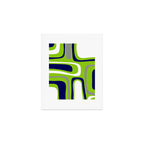 Midcentury Modern Abstract Lime Green Palm Springs Pattern with Navy Blue, Gray, and White Art Print Gallery Image 1