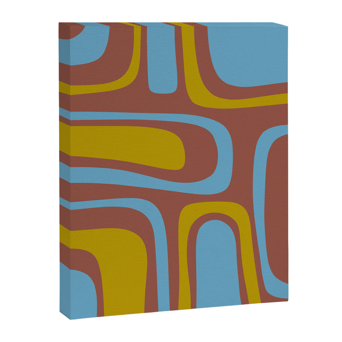 Mid-Century Modern Abstract Palm Springs Eclectic Pattern in Brown Blue Chartreuse Canvas Print Gallery Image 1