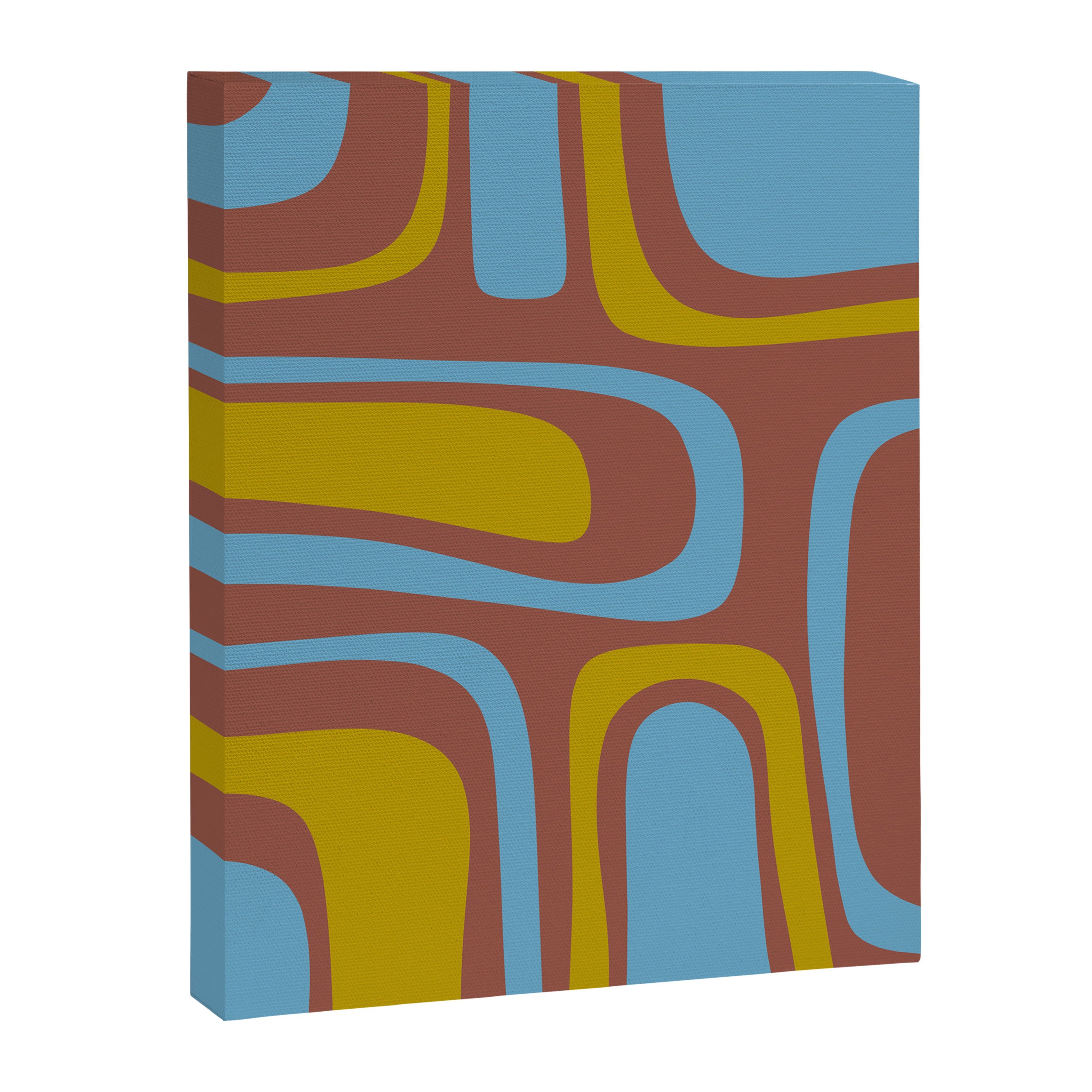 Mid-Century Modern Abstract Palm Springs Eclectic Pattern in Brown Blue Chartreuse Canvas Print Gallery Image 8