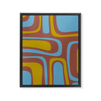 Mid-Century Modern Abstract Palm Springs Eclectic Pattern in Brown Blue Chartreuse Framed Canvas Print Gallery Image 8