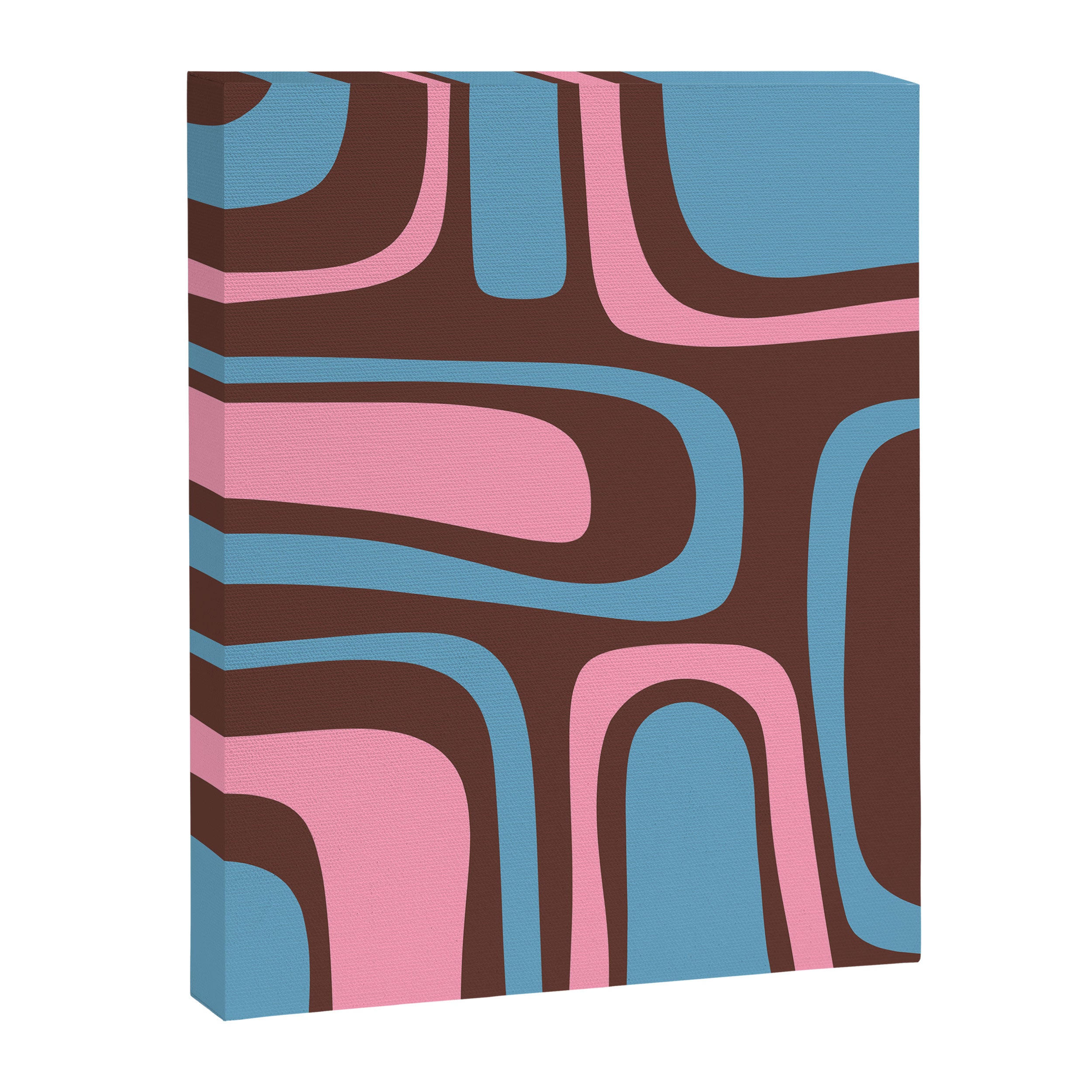 Mid-Century Modern Abstract Palm Springs Eclectic Pattern in Pink Brown Light Blue Canvas Print Gallery Image 8