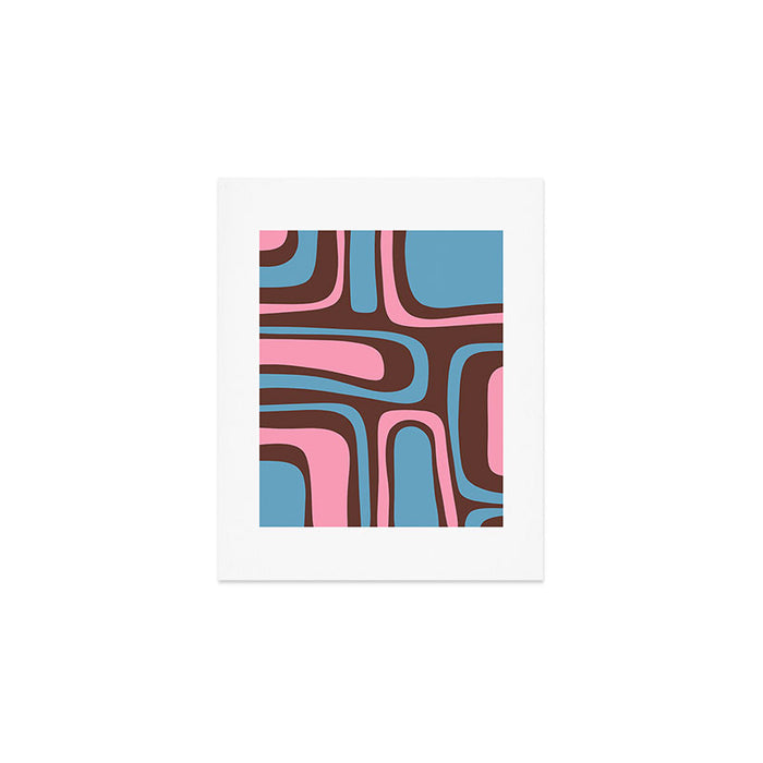 Mid-Century Modern Abstract Palm Springs Eclectic Pattern in Pink Brown Light Blue Art Print Gallery Image 1