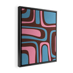 Mid-Century Modern Abstract Palm Springs Eclectic Pattern in Pink Brown Light Blue Framed Canvas Print Gallery Image 2