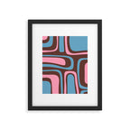 Mid-Century Modern Abstract Palm Springs Eclectic Pattern in Pink Brown Light Blue Framed Art Print Gallery Image 6