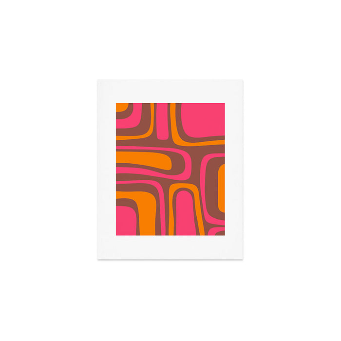 Mid-Century Modern Abstract Palm Springs Eclectic Pattern in Pink Brown Orange Art Print Gallery Image 1