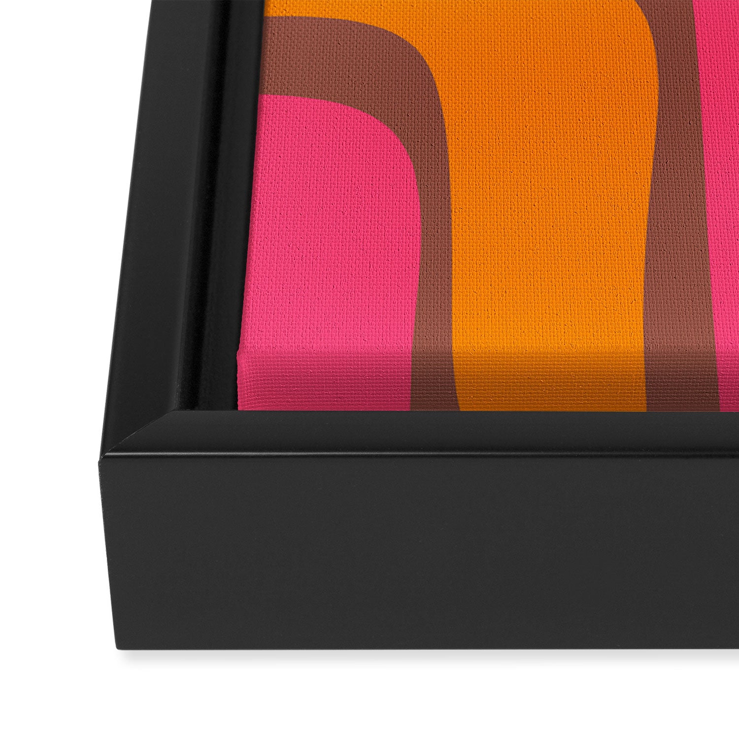 Mid-Century Modern Abstract Palm Springs Eclectic Pattern in Pink Brown Orange Framed Canvas Print Gallery Image 3