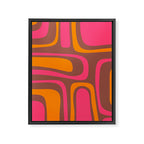 Mid-Century Modern Abstract Palm Springs Eclectic Pattern in Pink Brown Orange Framed Canvas Print Gallery Image 8