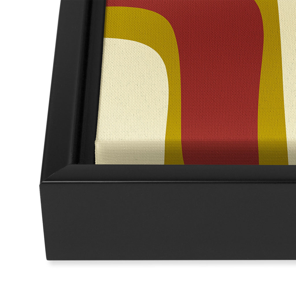 Mid-Century Modern Abstract Palm Springs Pattern in Chartreuse Maroon Cream Framed Canvas Print Gallery Image 3