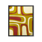 Mid-Century Modern Abstract Palm Springs Pattern in Chartreuse Maroon Cream Framed Canvas Print Gallery Image 8