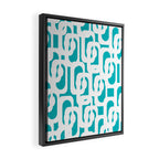 Mid-century Modern Abstract Turquoise and White Loop Pattern Framed Canvas Print Gallery Image 2