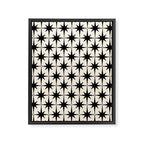 Midcentury Modern Atomic Age Starburst Pattern in Black and Almond Cream Framed Canvas Print Gallery Image 6