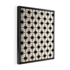 Midcentury Modern Atomic Age Starburst Pattern in Black and Almond Cream Framed Canvas Print Gallery Image 2