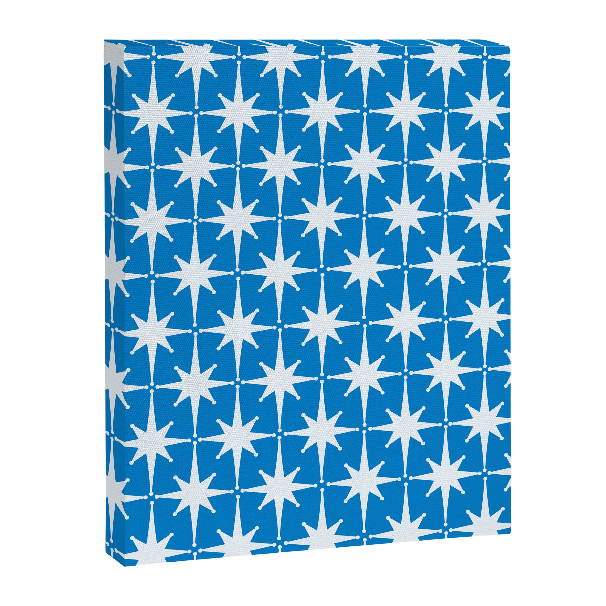 Midcentury Modern Atomic Age Starburst Pattern in Blue Canvas Print Gallery Image 6