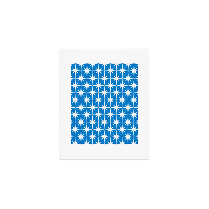 Midcentury Modern Atomic Age Starburst Pattern in Blue Art Print Gallery Image 1