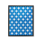 Midcentury Modern Atomic Age Starburst Pattern in Blue Framed Canvas Print Gallery Image 6