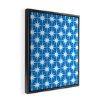 Midcentury Modern Atomic Age Starburst Pattern in Blue Framed Canvas Print Gallery Image 2