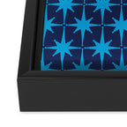 Midcentury Modern Atomic Age Starburst Pattern in Double Blue Framed Canvas Print Gallery Image 3