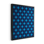 Midcentury Modern Atomic Age Starburst Pattern in Double Blue Framed Canvas Print Gallery Image 2