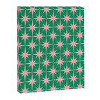Midcentury Modern Atomic Age Starburst Pattern in Pink and Christmas Green Canvas Print Gallery Image 6
