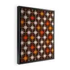 Midcentury Modern Atomic Age Starburst Pattern in Retro 70s Brown Orange Beige Framed Canvas Print Gallery Image 2