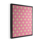 Midcentury Modern Atomic Age Starburst Star Pattern in Pink and Cream Framed Canvas Print Gallery Image 2
