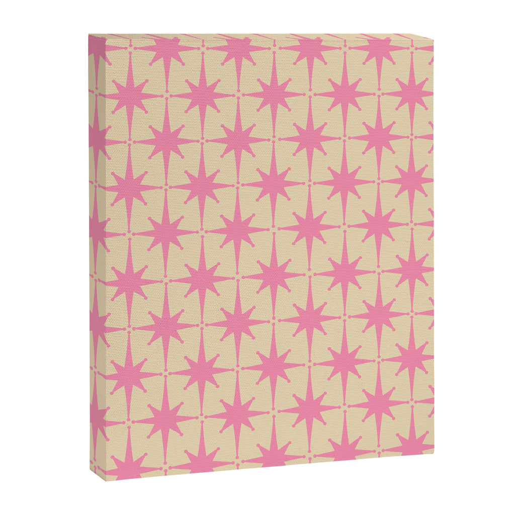  Midcentury Modern Atomic Age Starburst Star Pattern Pink and Cream Canvas Print Gallery Image 6