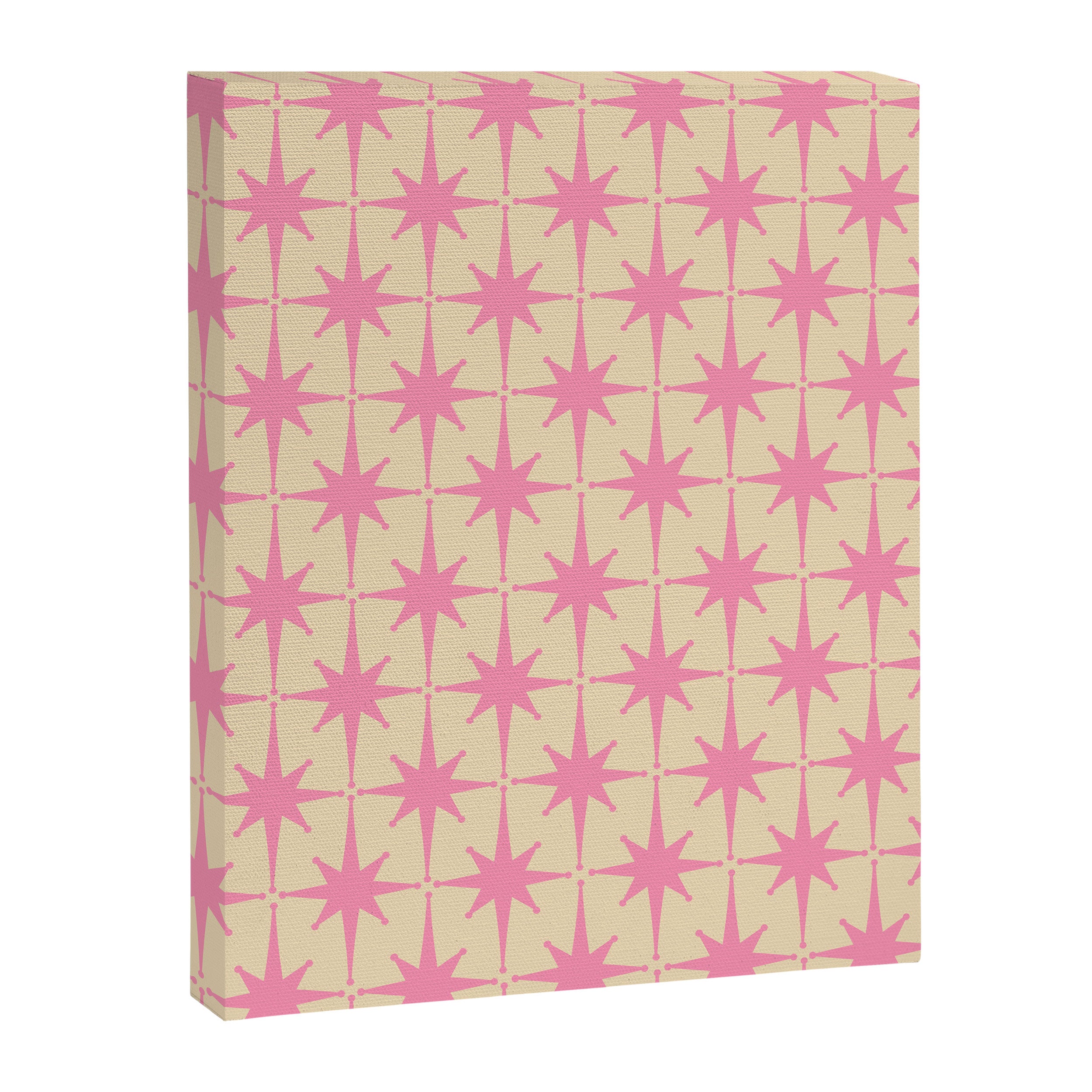  Midcentury Modern Atomic Age Starburst Star Pattern Pink and Cream Canvas Print Gallery Image 6