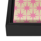  Midcentury Modern Atomic Age Starburst Star Pattern Pink and Cream Framed Canvas Print Gallery Image 3