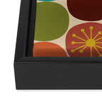 Midcentury Modern Atomic Dot Semi Pattern in Mustard, Olive, Orange, Turquoise, Blue, and Beige Framed Canvas Print Gallery Image 3