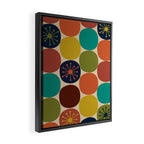 Midcentury Modern Atomic Dot Semi Pattern in Mustard, Olive, Orange, Turquoise, Blue, and Beige Framed Canvas Print Gallery Image 2
