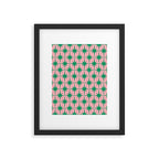 Midcentury Modern Atomic Age Starburst Pattern in Christmas Green and Pink Framed Art Print Gallery Image 5