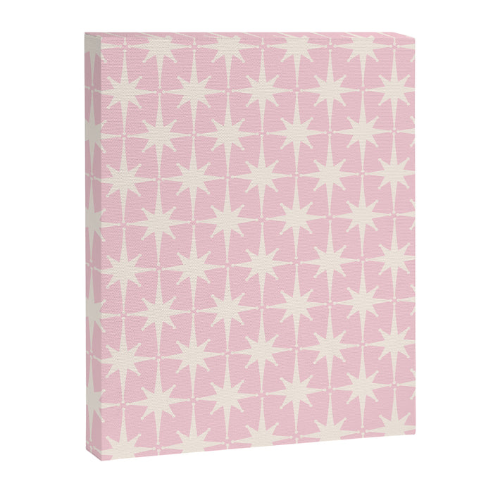 Midcentury Modern Atomic Starburst Pattern Baby Pink and Cream  Canvas Print Gallery Image 1
